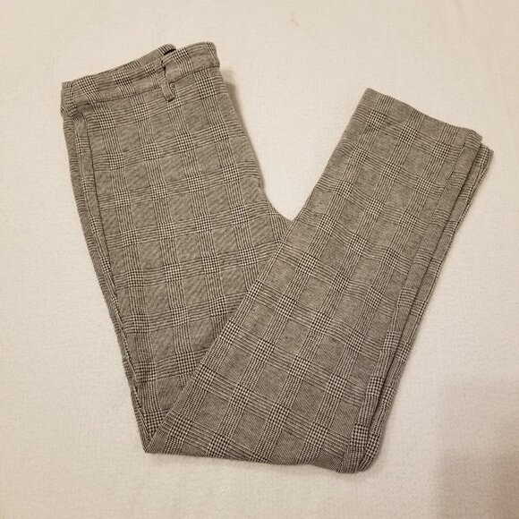 Black/White Plaid High Rise Straight Leg Dress Pants Trouser Forever 21 Small - Picture 2 of 13